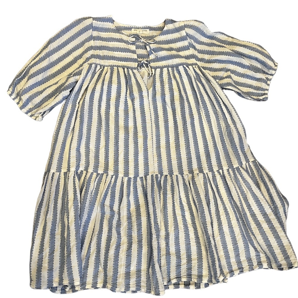 Emerson Fry Blue and White Striped Midi Dress